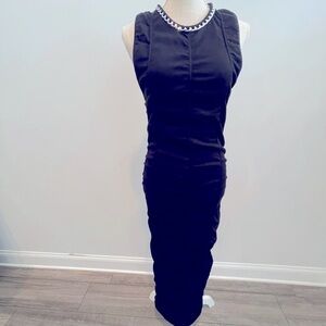 Zara Ruffled Black Sleeveless Midi Dress